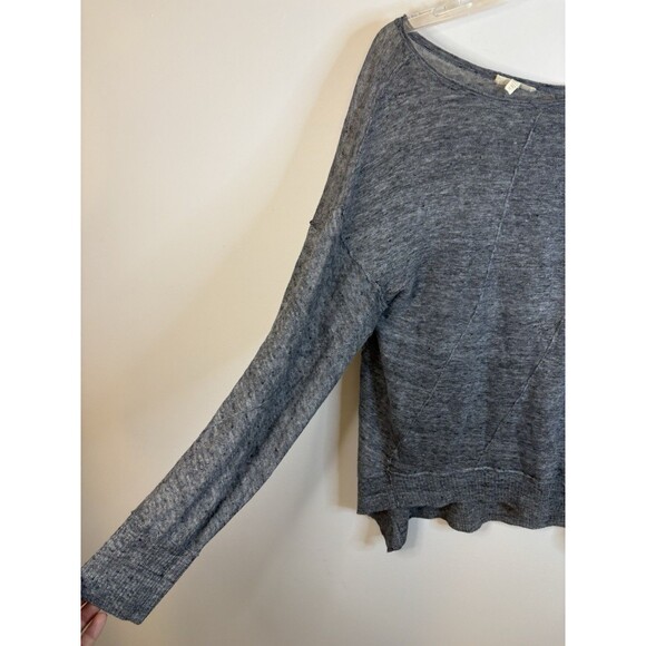 EILEEN FISHER Blue Delave Linen Lightweight Sheer Pullover Sweater XL Asymmetric - Picture 4 of 10